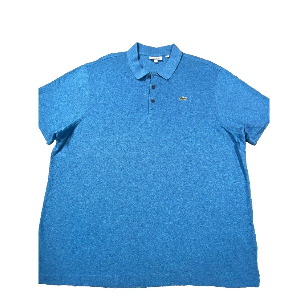 Lacoste Polo Shirt Mens 4XL Blue Short Sleeve Cotton Casual Golf Logo Embroidery